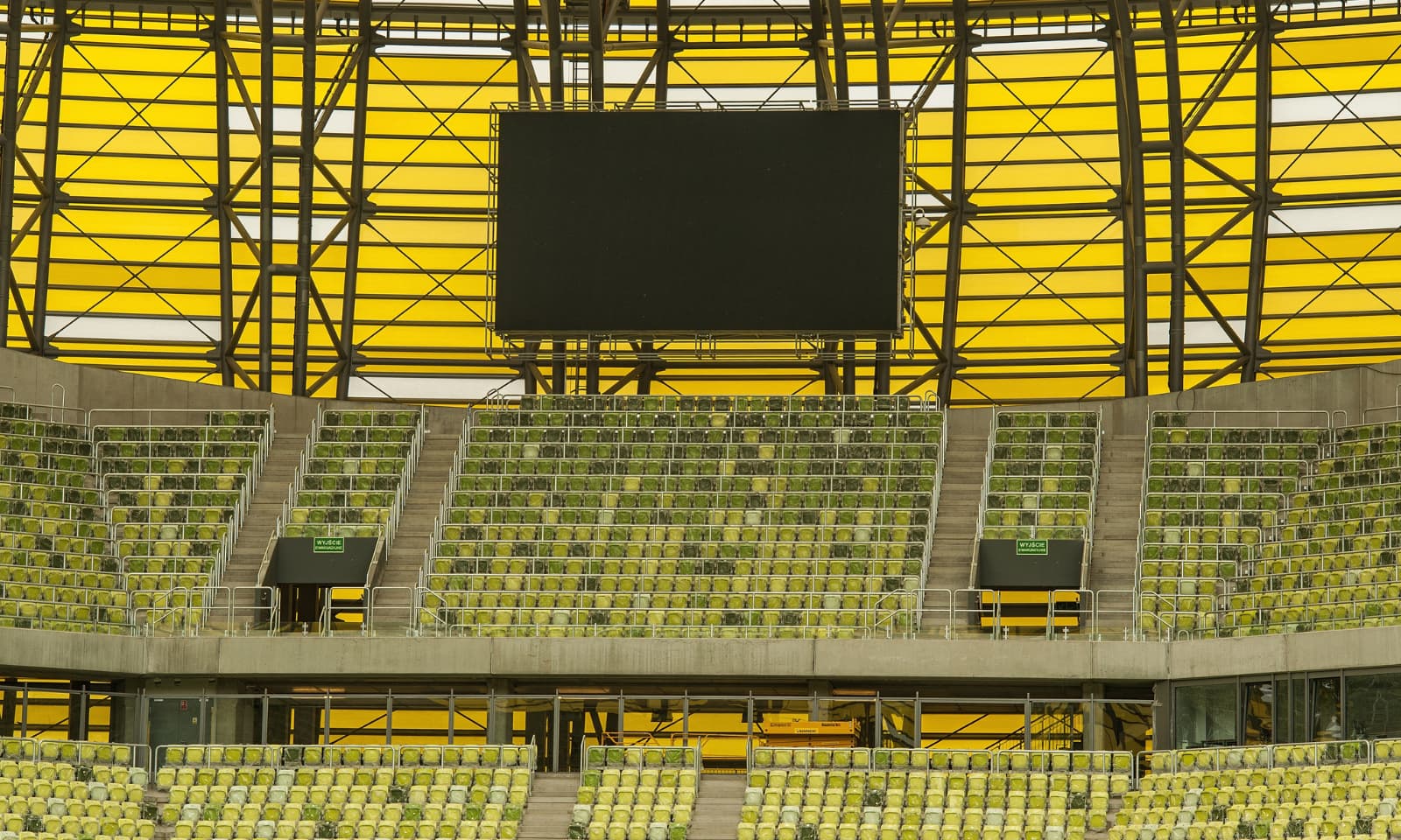 yellow stadium with led screen